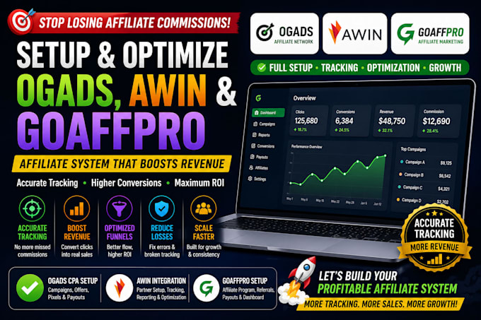 setup ogads, awin and goaffpro affiliate tracking system