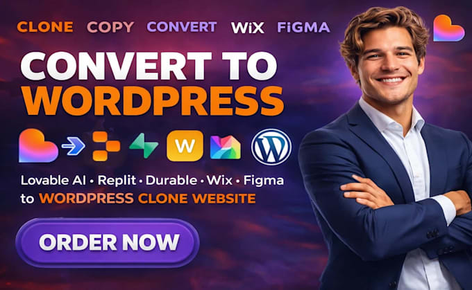 convert lovable ai replit durable wix figma to wordpress clone website elementor