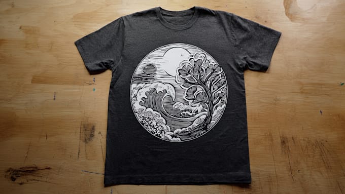 draw linocut illustration for tshirt design