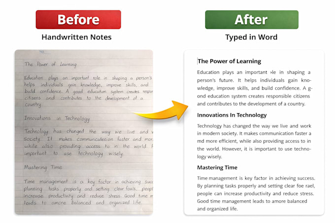 convert handwritten notes to word and PDF professionally