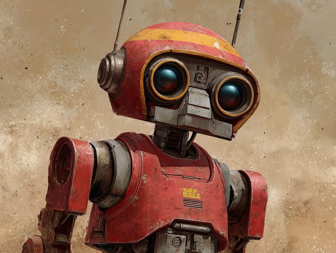 create a futuristic robot character illustration