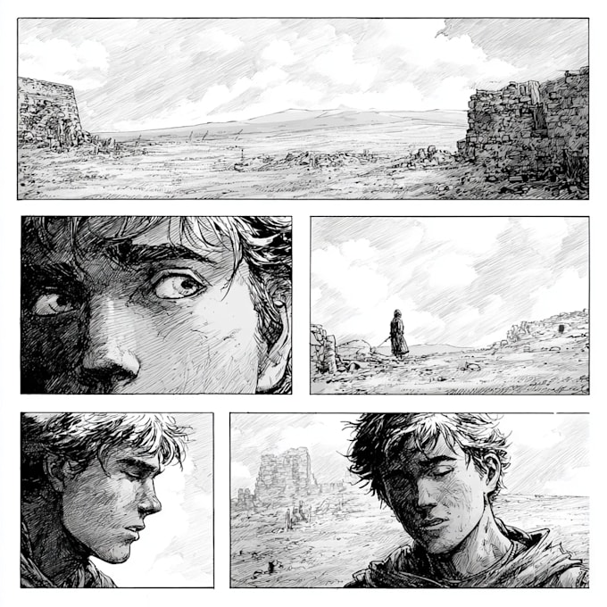 comic book page illustration, graphics novel art