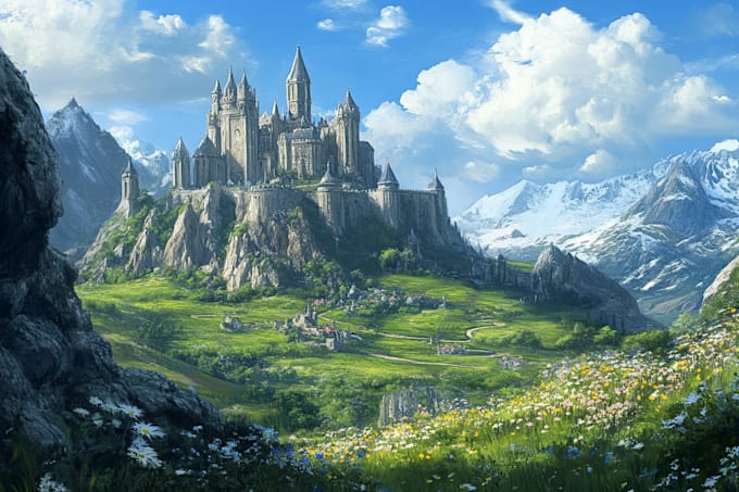 draw fantasy background and landscape
