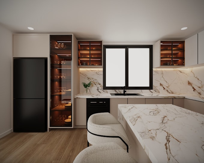 redesign modern kitchen interior renders,cabinet,3d luxury kitchen layout visual