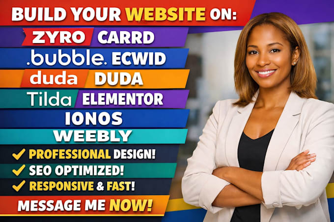 build zyro carrd bubble ecwid duda  tilda elementor ionos weebly website design