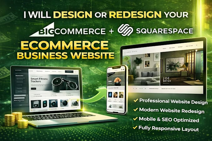 design or redesign bigcommerce website design and modern squarespace website