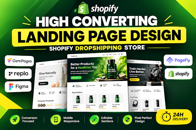 design, redesign or clone shopify landing page in gempages