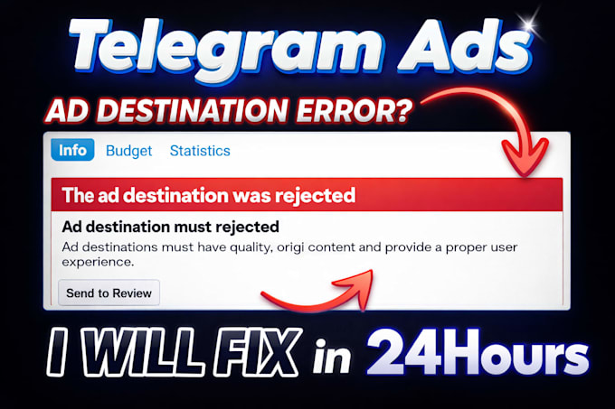 solve telegram ads rejection for telegram ads destination