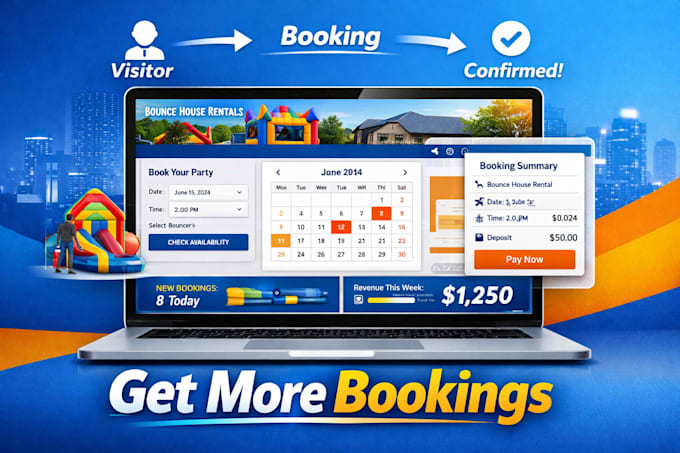 build bounce house website with booking and payment system