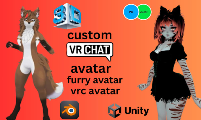 create a unique vrchat avatar furry avatar with full features and optimization