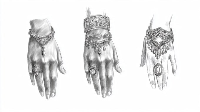 do 2d hand sketch jewelry for you
