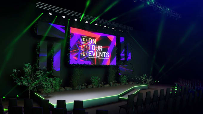 create 3d stage design with lighting effects