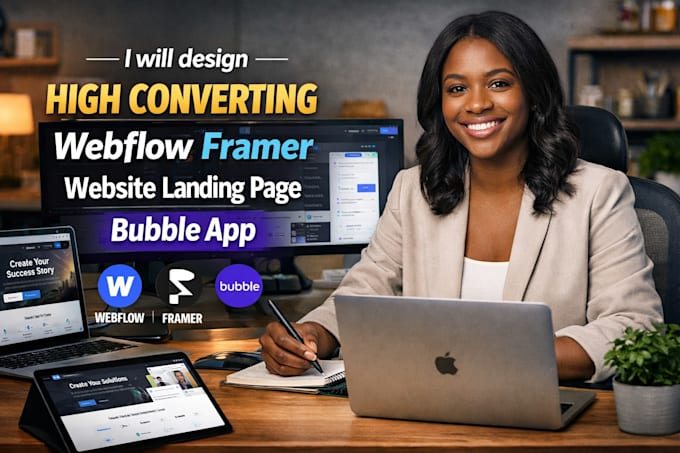 design high converting webflow framer website landing page bubble app
