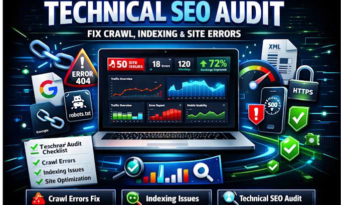 do technical SEO audit and fix crawl, indexing and site errors