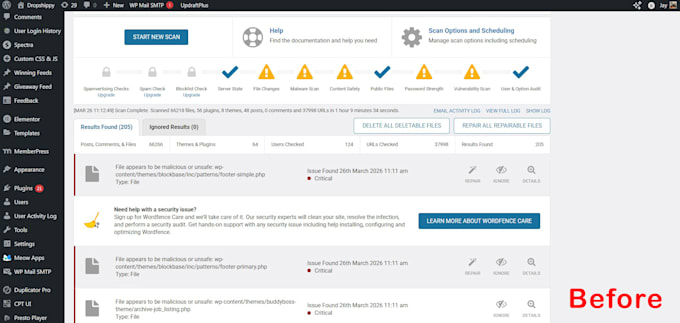 clean malware, fix hacked wordpress site and secure it