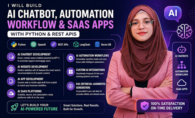 build ai powered chatbot, automation workflow, and saas app with python and rest