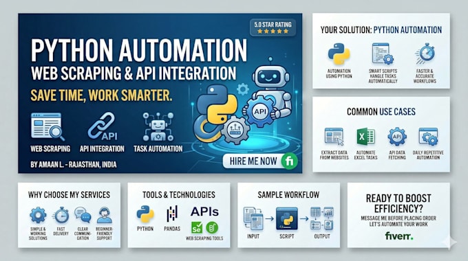 build python automation scripts, web scraping and API integration