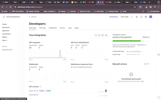 build squarespace api integration, rest api, stripe setup, webhook integration