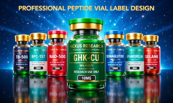 product label design supplement label bottle label box label peptide vial label