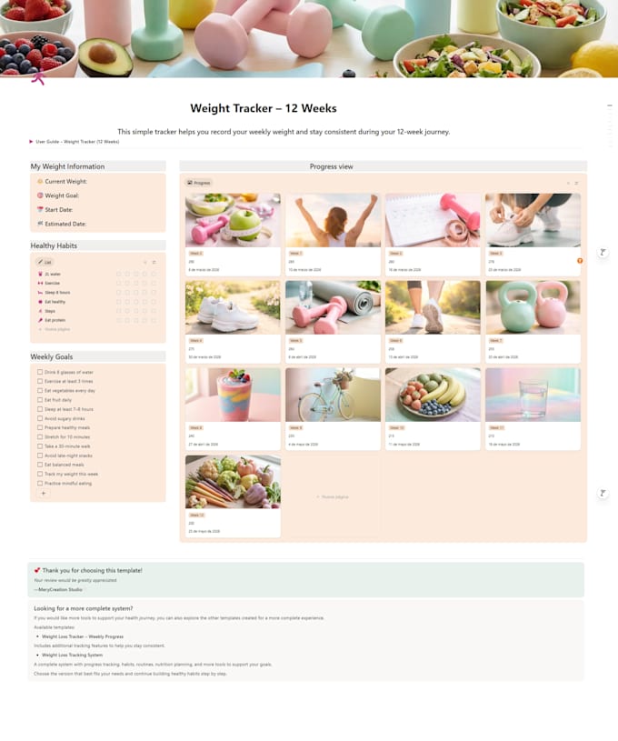 create a simple notion weight loss tracker