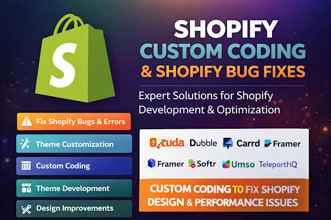 be your shopify expert do shopify custom coding website store bug fix developer