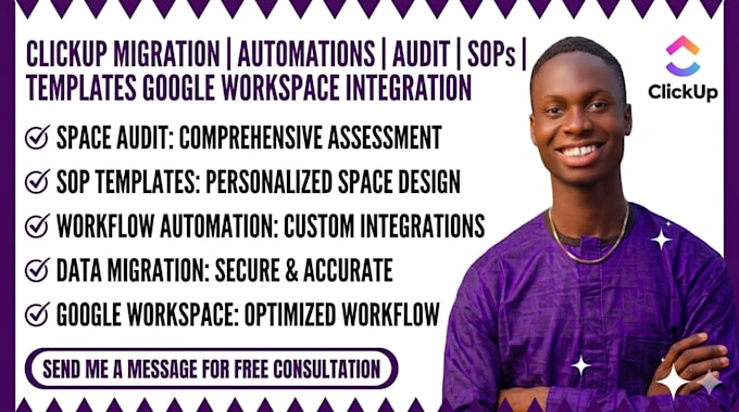 clickup migration automations audit sops templates google workspace integration