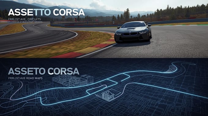 create assetto corsa race circuits, road, realistic terrain and street maps