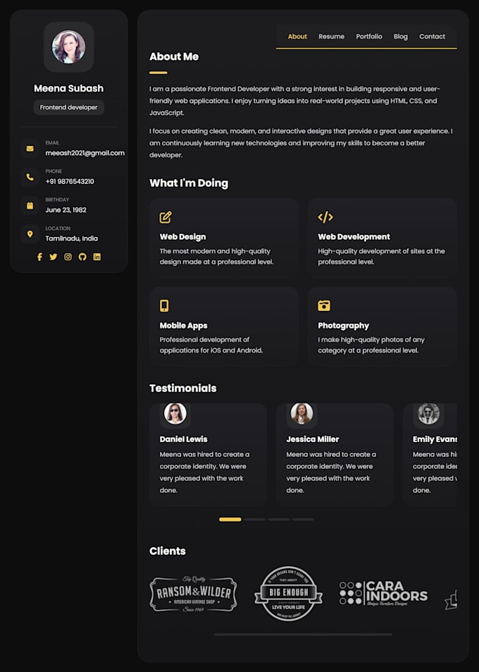 create a responsive website in HTML5, CSS, javascript