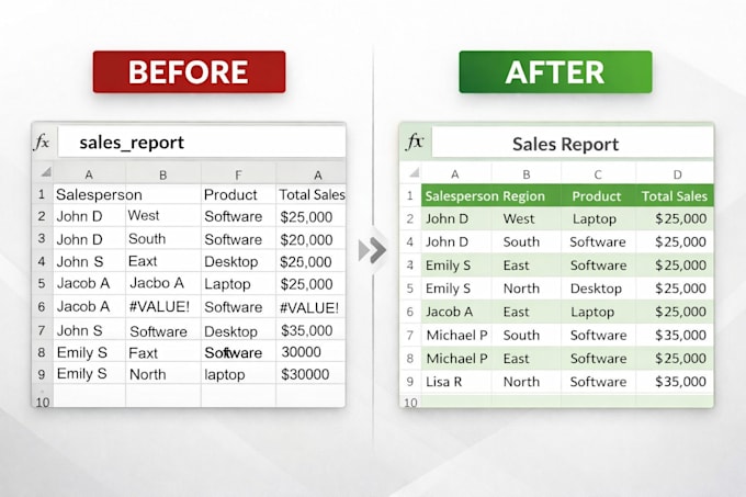 ms excel data cleaning and formatting