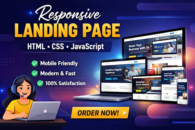 design responsive HTML landing page