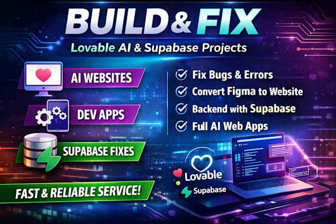build lovable ai website, web app and fix lovable dev app supabase backend