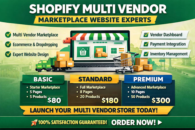 build shopify multi vendor marketplace website ecommerce store design