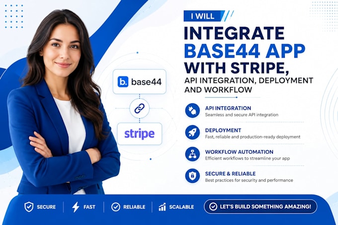 integrate base44 app with stripe, API integration, deployment and workflow