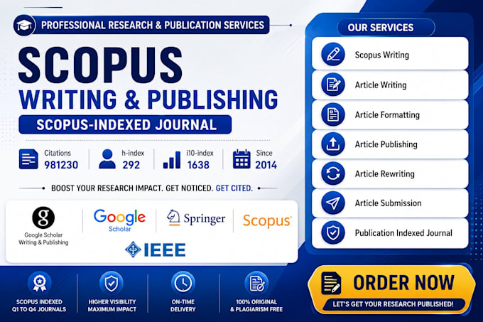 write and publish research article in google scholar and scopus q1 to q4 journal