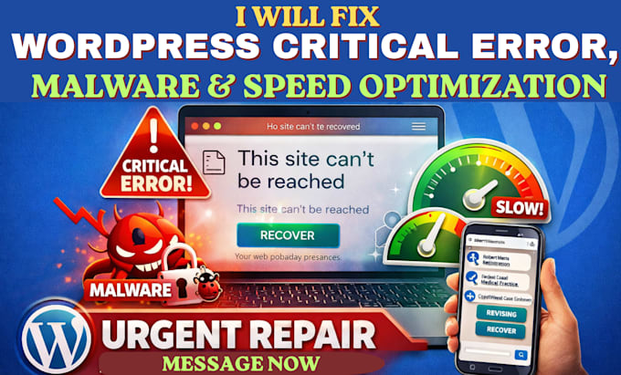 fix wordpress critical error, malware and speed optimization