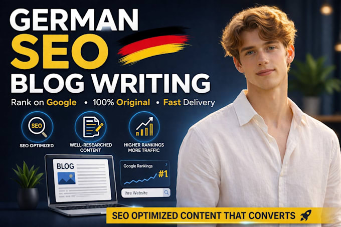 write SEO optimized german blog articles and website content