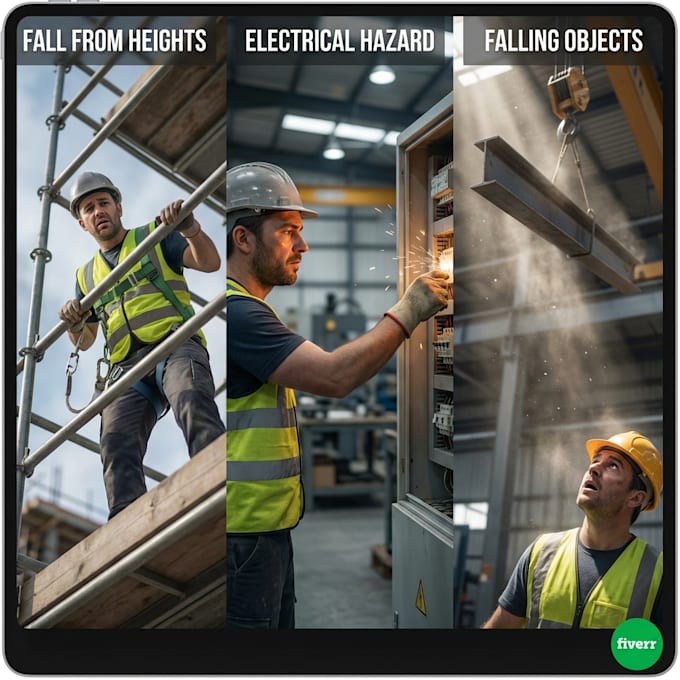 create realistic workplace safety posters and hazard scenes