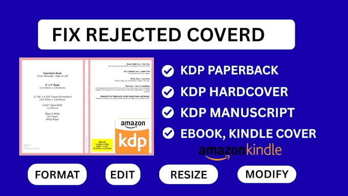 fix rejected book cover or interior, resize, edit, fix margin, bleed, any errors