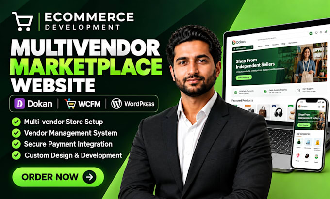 build ecommerce multivendor marketplace website, dokan wcfm multivendor website