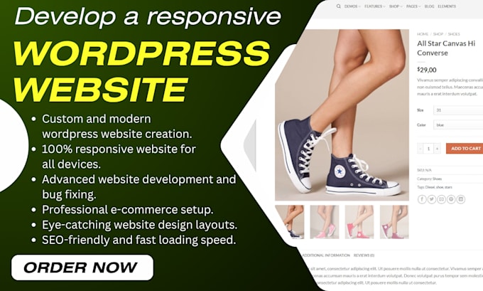develop a responsive wordpress website