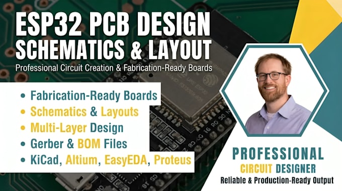 Design esp32 pcb design schematics and layout in easyeda kicad altium ...