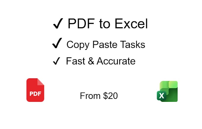 do fast data entry, pdf to excel, copy paste