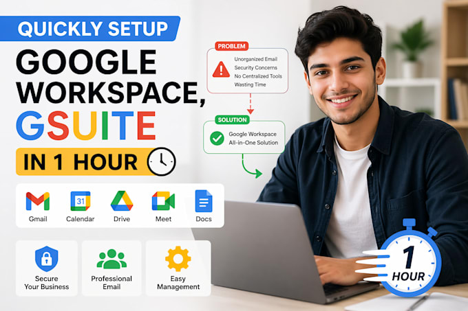 quickly setup google workspace, gsuite in 1 hour