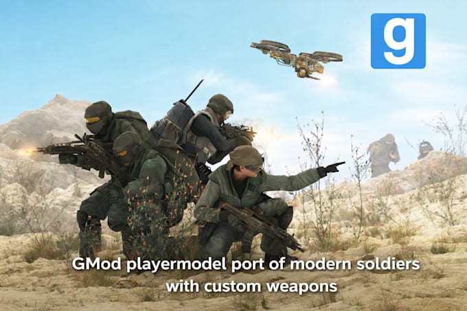 create a custom gmod playermodels, port, with high quality custom weapon