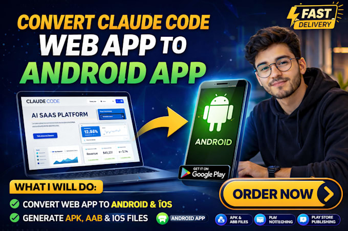 convert claude code web app to android app ios mobile app apk build publish