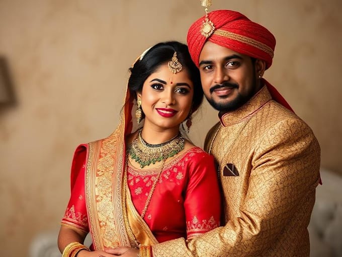paint a romantic couple portrait in unique style