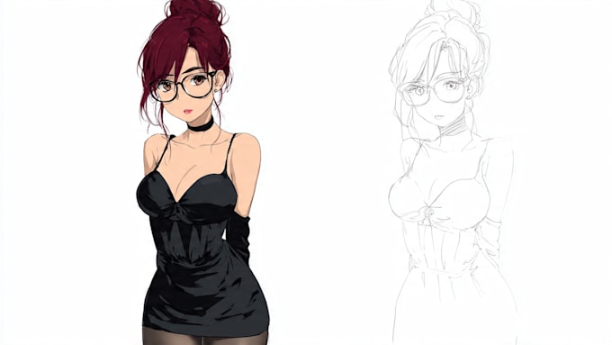 draw anime sketch colored
