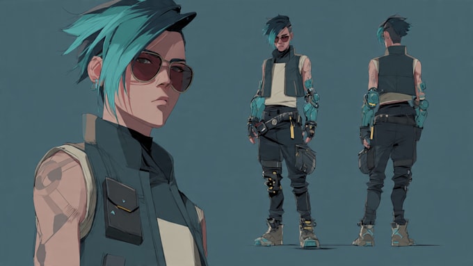 design anime character , cyberpunk character