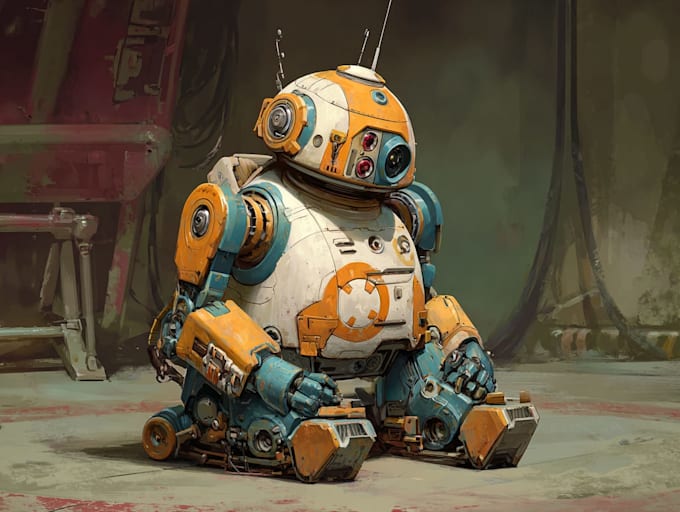 create a unique futuristic robot character art