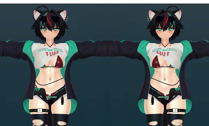 make vrchat anime avatar nsfw 3d model character with toggle with face tracking